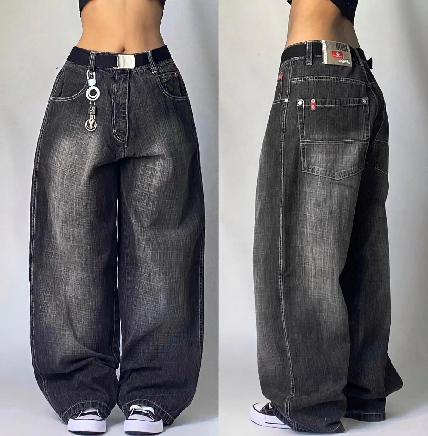 Women's Washed Wide Legged Jeans