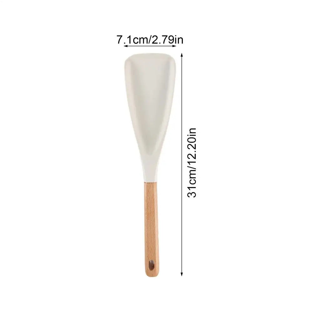 Heat-Resistant Silicone Cooking Spatula with Wooden Handle – Non-Stick, Food-Grade, Ergonomic Kitchen Tool for Stirring, Mixing & Baking
