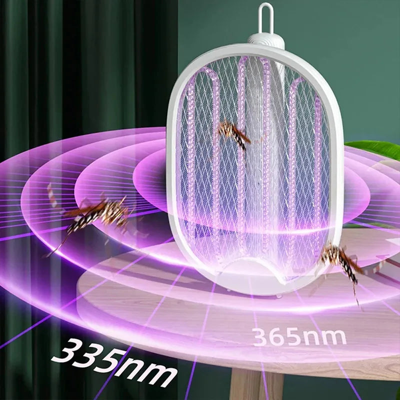 Electric Mosquito Killer Racket – USB Rechargeable Fly Swatter Trap with UV Light, Indoor & Outdoor Bug Zapper