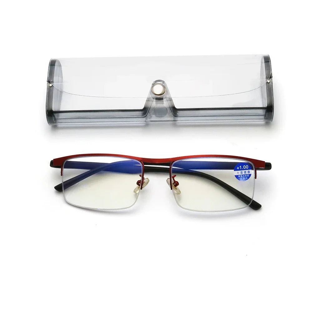 IENJOY Intelligent Multifocal Progressive Reading Glasses Half Frame Dual-use Anti-Blue Light  Automatic Adjustment Eyewear