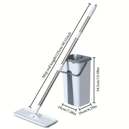 Magic Mop and Bucket Set – 360° Spin Flat Mop with 4 Microfiber Pads for Wet & Dry Floor Cleaning, Home Kitchen Bathroom