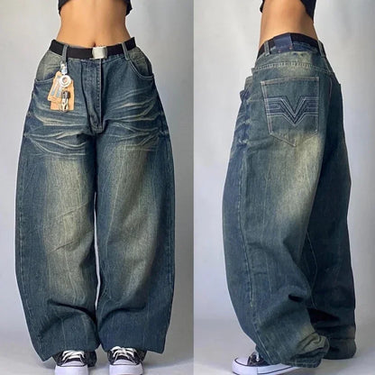 Women's Washed Wide Legged Jeans