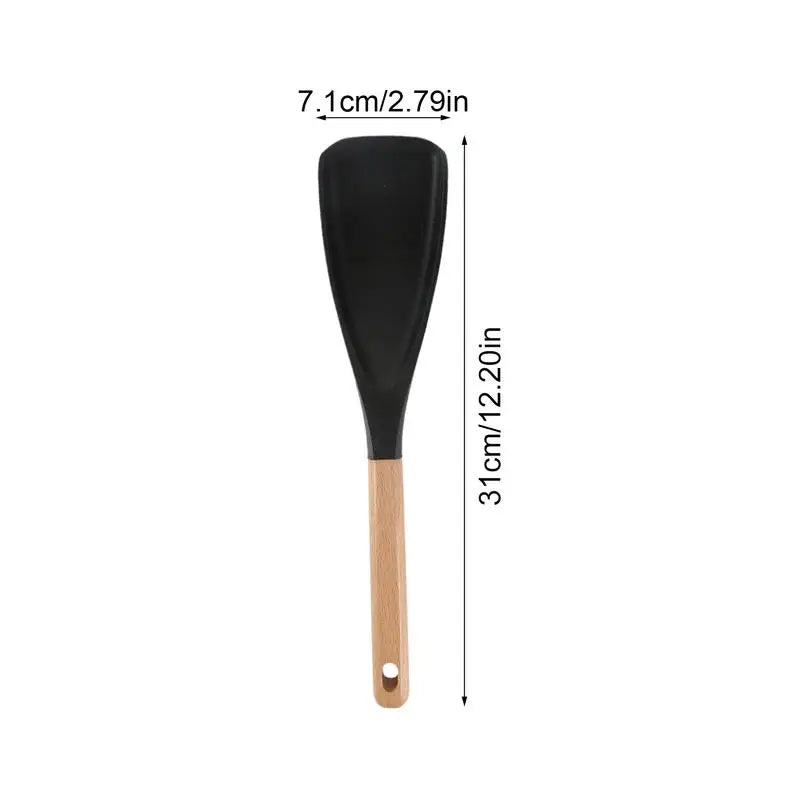 Heat-Resistant Silicone Cooking Spatula with Wooden Handle – Non-Stick, Food-Grade, Ergonomic Kitchen Tool for Stirring, Mixing & Baking