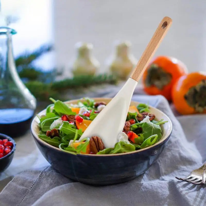 Heat-Resistant Silicone Cooking Spatula with Wooden Handle – Non-Stick, Food-Grade, Ergonomic Kitchen Tool for Stirring, Mixing & Baking