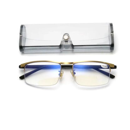 IENJOY Intelligent Multifocal Progressive Reading Glasses Half Frame Dual-use Anti-Blue Light  Automatic Adjustment Eyewear