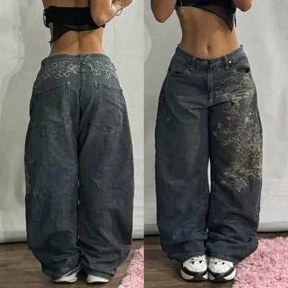 Women's Washed Wide Legged Jeans