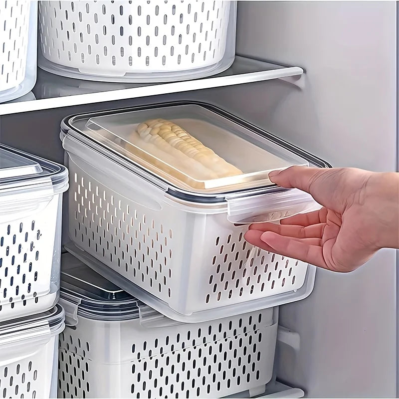 3-Pack Produce Storage Containers for Fridge – 4-in-1 Fruit & Vegetable Bins with Lids and Removable Colanders, Leakproof Fresh Keeper Organizer Set