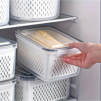 3-Pack Produce Storage Containers for Fridge – 4-in-1 Fruit & Vegetable Bins with Lids and Removable Colanders, Leakproof Fresh Keeper Organizer Set