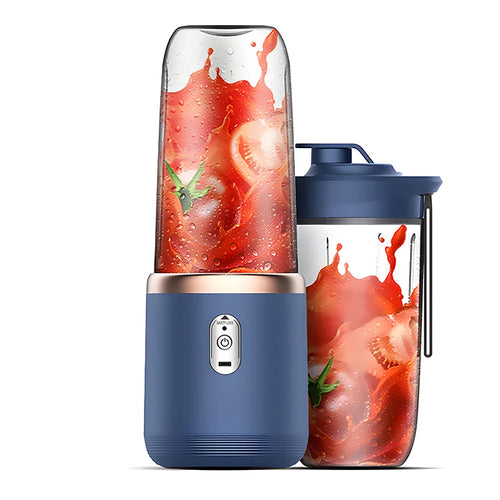 Portable Electric Juicer Blender – Small Household Smoothie Maker with Double Cups & Lids, Rechargeable Mini Juice Machine