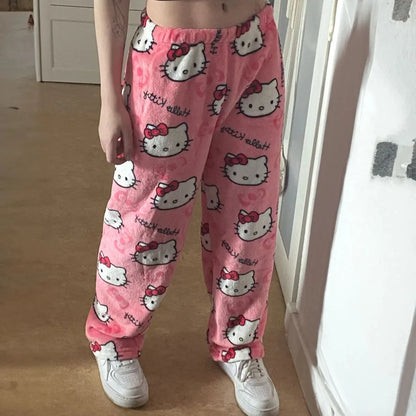 Hello Kitty Plush Pajama Pants – Cozy Lounge Bottoms for Adults & Teens