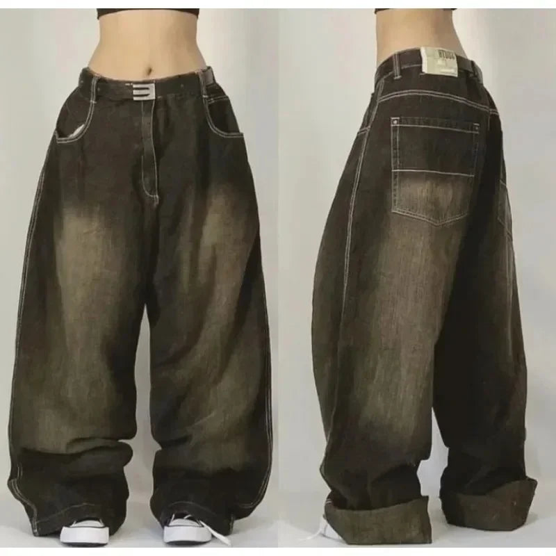 Women's Washed Wide Legged Jeans